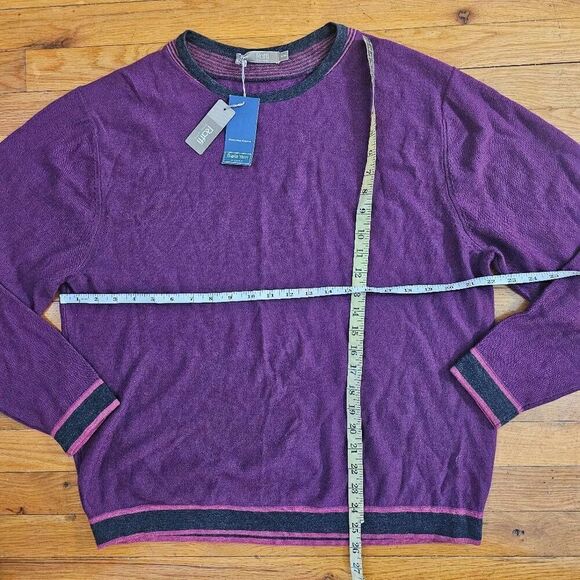 Raffi 100% Extra Fine Merino Wool Men's Size XL Crew Neck Sweater Purple - Picture 4 of 6